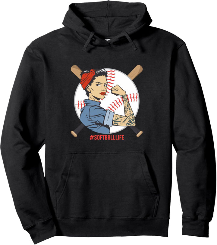 Softball Baseball Mom Life Mother's Day Funny Softball Pullover Hoodie
