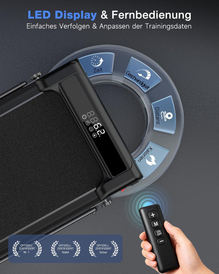 HomeFitnessCode Laufband mit Neigung - Walking Pad Laufpad für Zuhause Klein Mini Walkpad mit Steigu