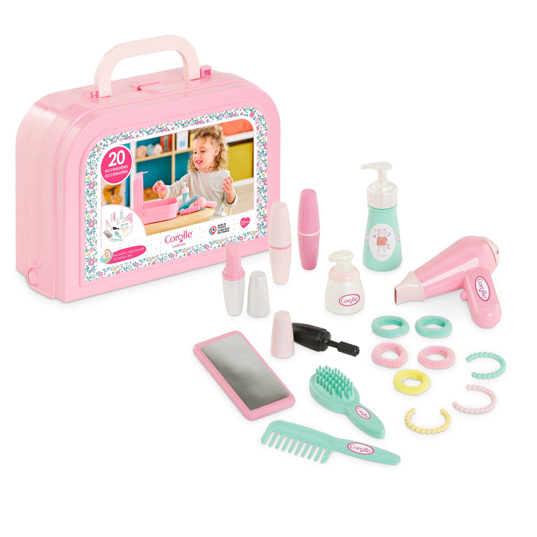 Corolle - 9000310060 - Mein Kleiner Beauty-Koffer, 20 Zubehörteile, für Puppen, ab 18 Monaten