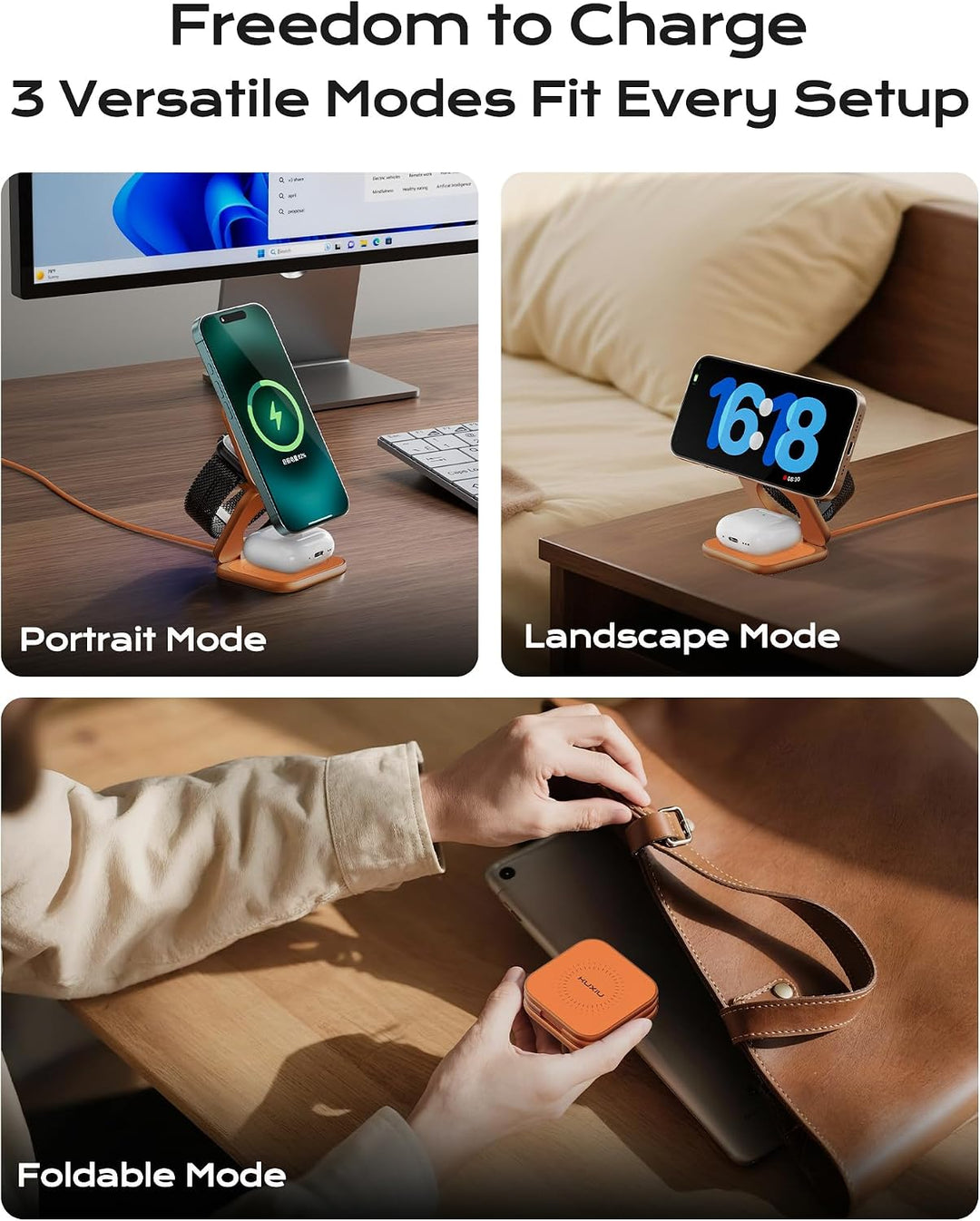 KU XIU X40 Turbo Qi2.2 25W 3-in-1 Ladestation für iPhone 17/16/15/14/13/12, 5W für Apple Watch und k