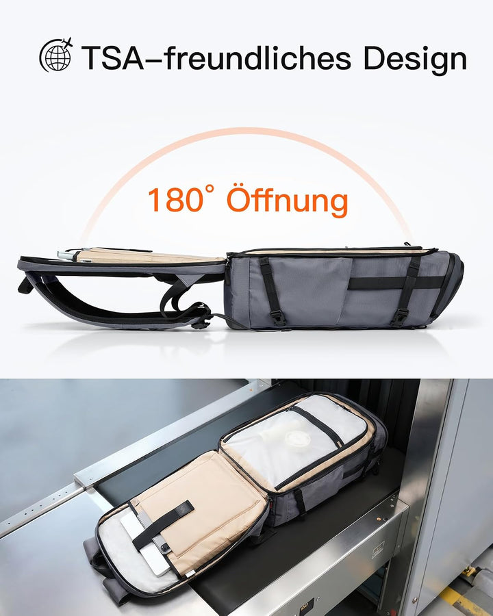 Inateck Gross Reiserucksack 40L, TSA Freundlich Handgepäck Rucksack,Grau | Spritzwassergeschützt Flu