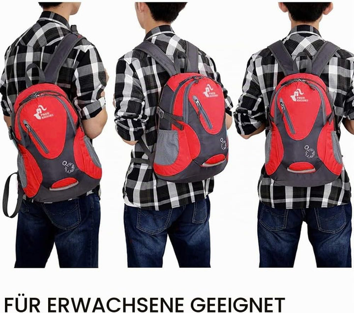 Kleiner Tagesrucksack 20L Radfahren Wanderrucksack Wasserdichter Reiserucksack Leichtgewicht (Rot),