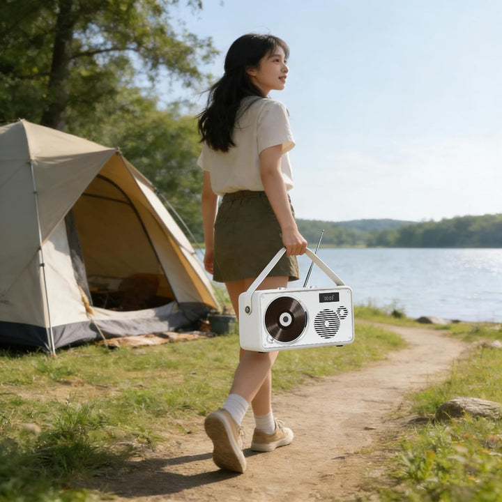 CD Player Tragbar mit Bluetooth, UKW Radio, 2000mAh wiederaufladbare Akku, MP3-Wiedergabe/USB/AUX-Ei