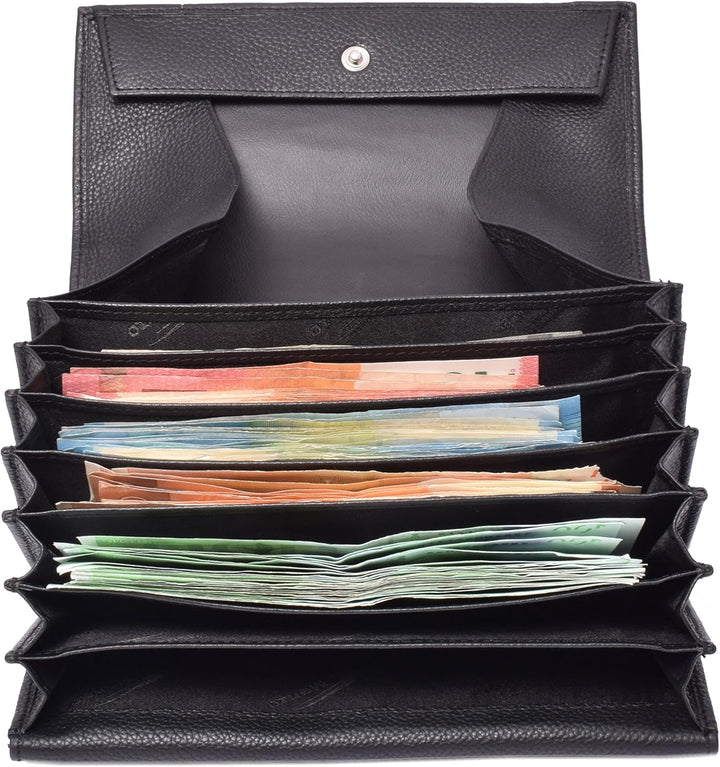 Menzo Kellnerbörse aus echten Leder, Kellnertasche, Kellnerportemonnaie, Kellnerbeutel schwarz