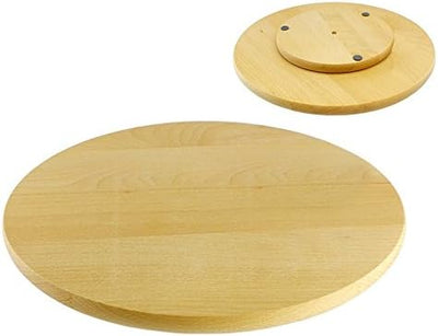 Lazy Susan runder, drehbarer Präsentierteller aus Holz zum Servieren von Kuchen und Pizza, 50 cm Dur