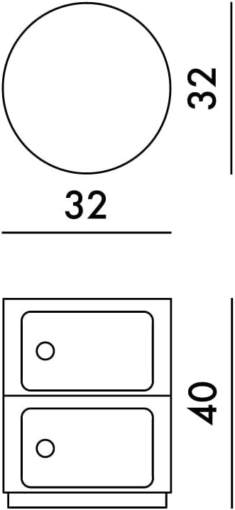 Kartell Componibili, 2 Elements, Schwarz, Runde Basis 2-fächer Schwarz, 2-fächer Schwarz