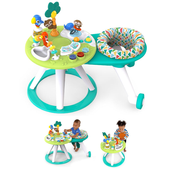 Bright Starts, Around We Go Tropic Cool 2-in-1 Spielstation & Lauflernwagen, Spieletisch mit Lichter