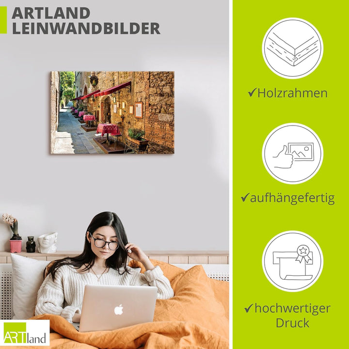 ARTland Leinwandbilder Wandbild Bild auf Leinwand 120x80 cm Wanddeko Toskana Italien Stadt Altstadt
