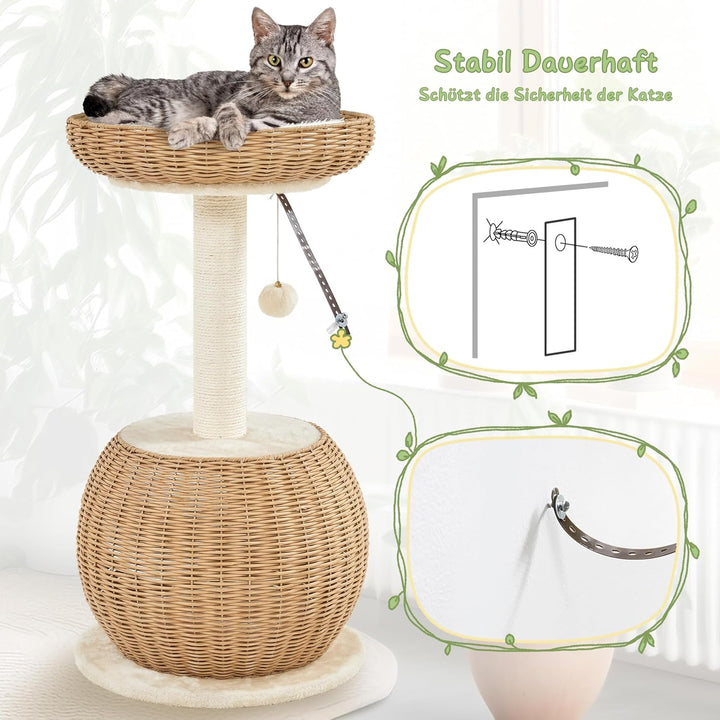 Yaheetech Kratzbaum Ratten Kletterbaum für grosse Katze, Stabiler Katzenkratzbaum mit Katzenhöhle Pl
