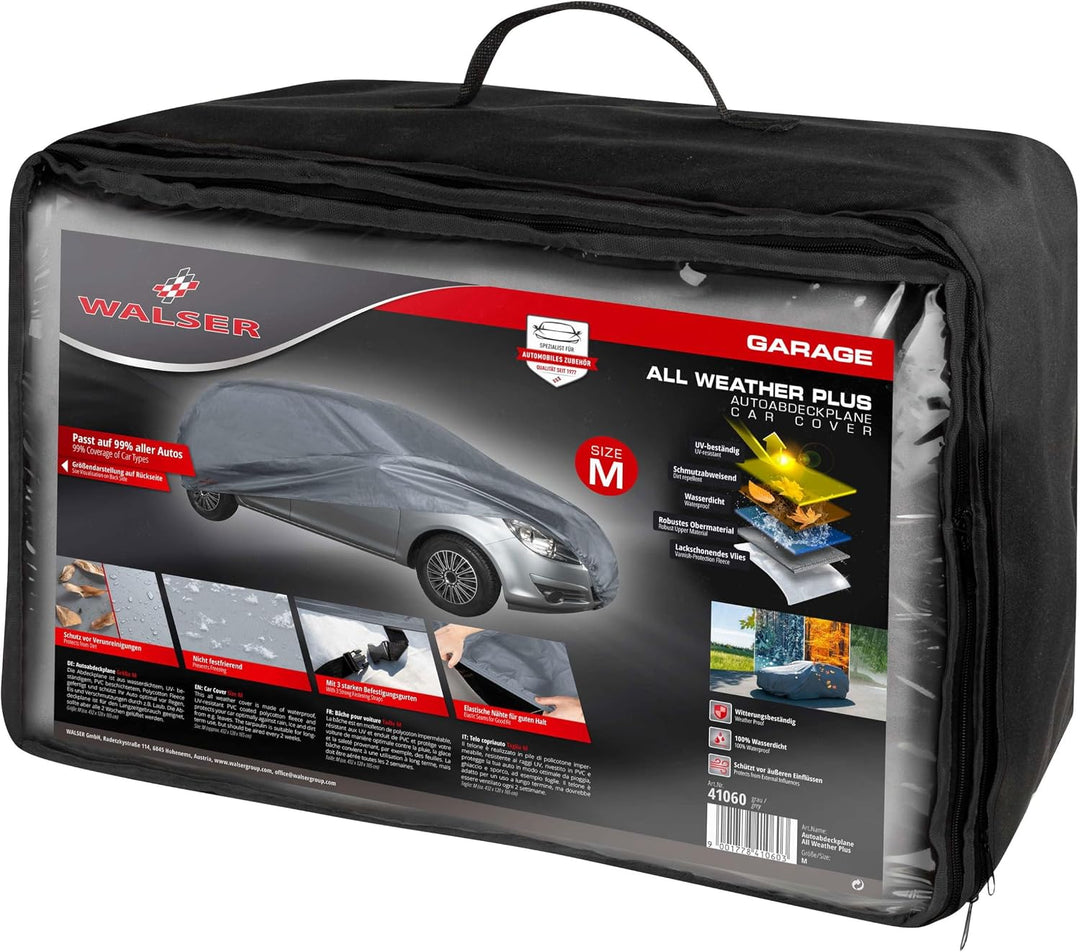 WALSER Premium Abdeckplane Auto All Weather Plus Qualitätssieger Sehr Gut*, Abdeckplane wasserdicht,