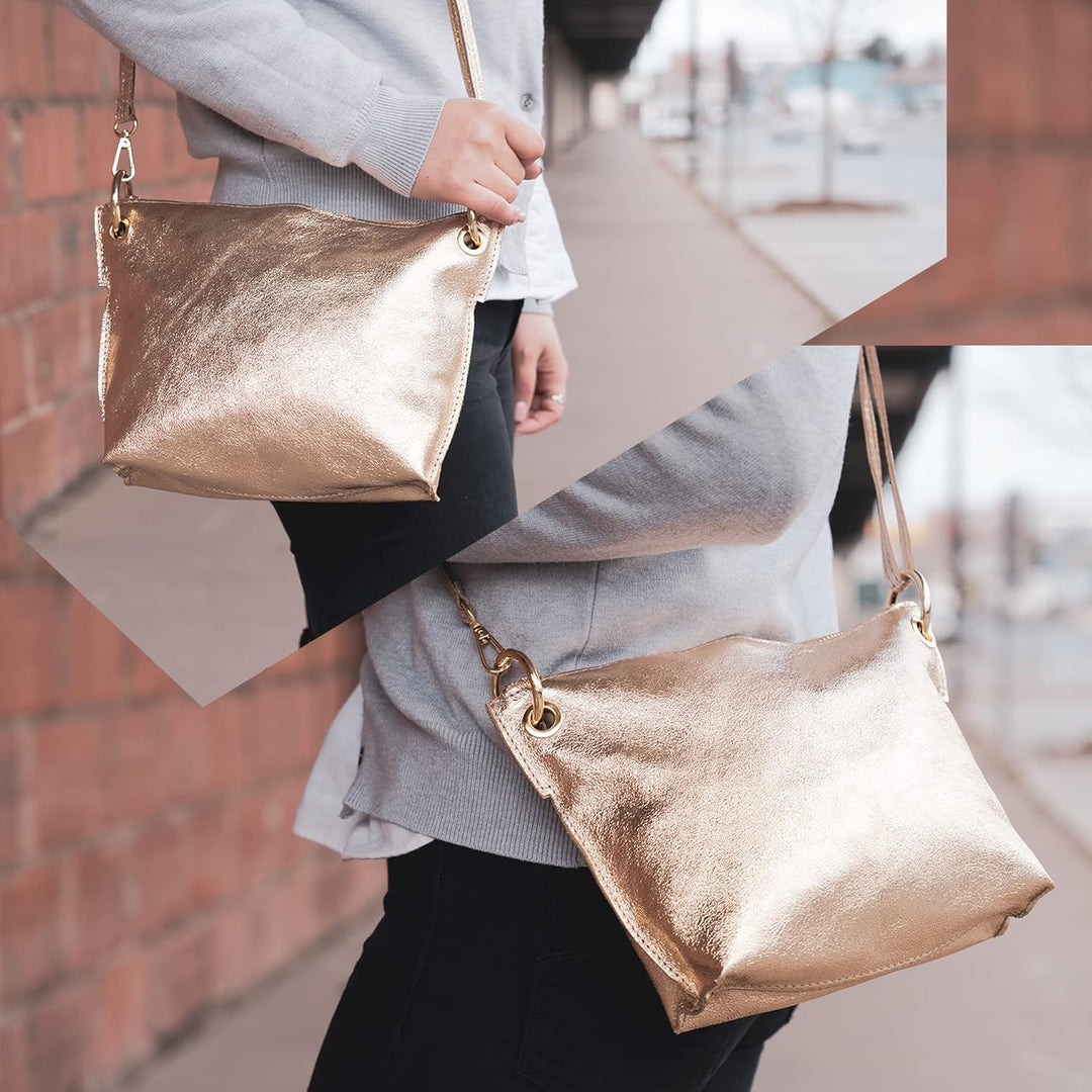 modamoda de T243 Damen Leder Umhängetasche Schultertasche handmade in Italy Signalblau, Signalblau