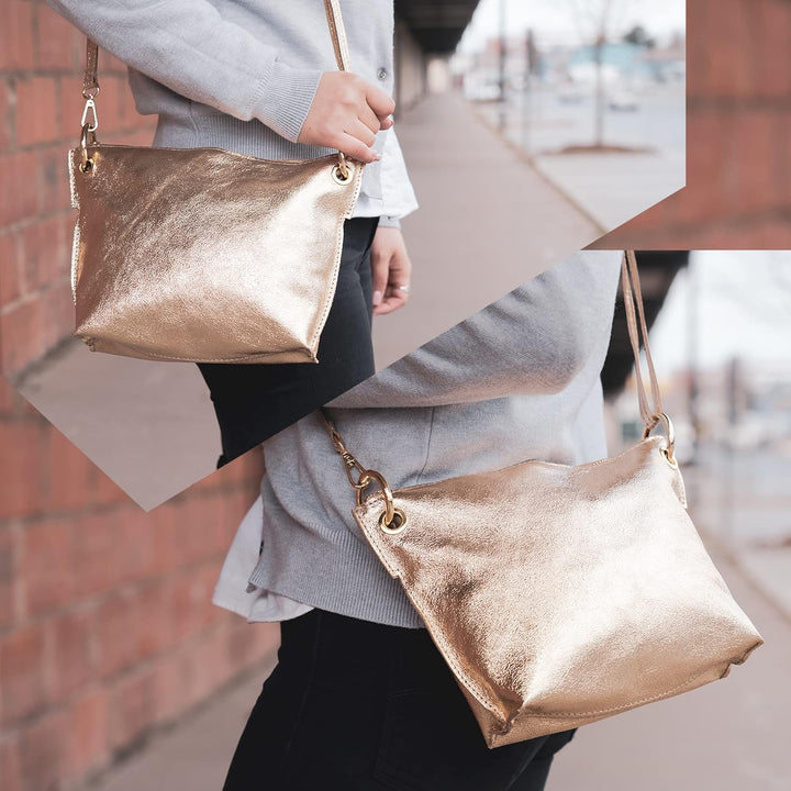 modamoda de T243 Damen Leder Umhängetasche Schultertasche handmade in Italy Signalblau, Signalblau