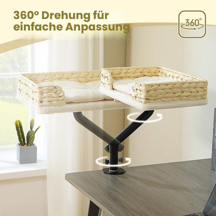PAWZ Road Katzenbett für Schreibtisch, Katzenkorb, Katzen-Schreibtischbett aus Korbgeflecht, 360° dr