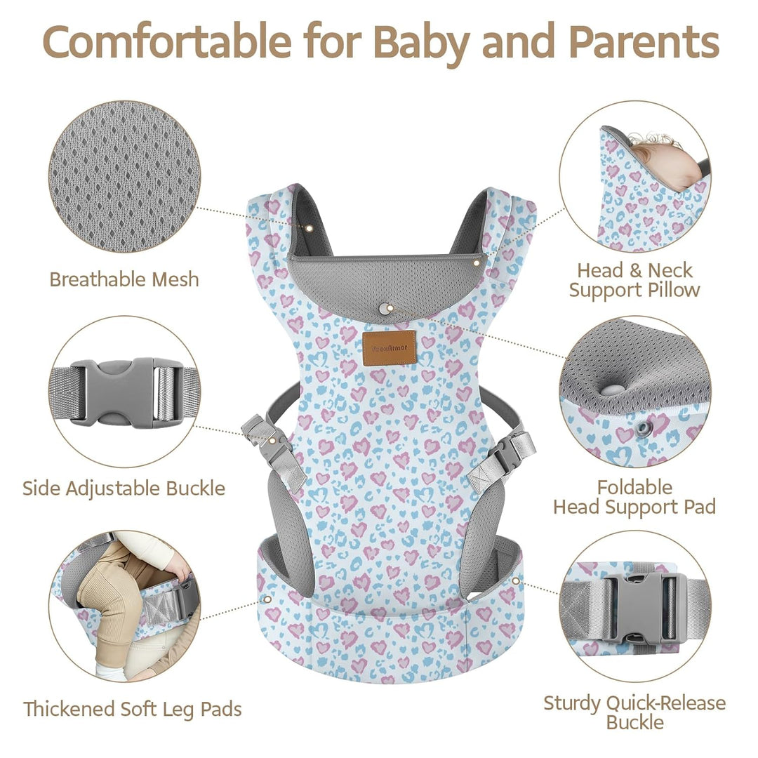 Babytrage Neugeborene ab Geburt,Ergonomische Gemütlich Leichtgewichtig Baby Carrier mit Nackenstütze