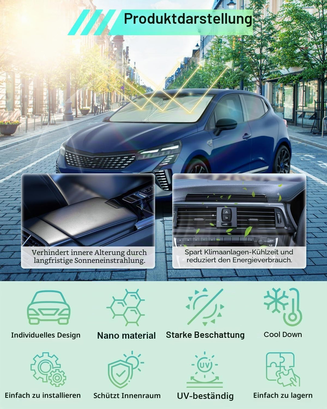 GAFAT Kompatibel mit Renault Clio 5 V 2020-2023 2024 Sonnenschutz Frontscheibe Innen, Clio 5 RS Line