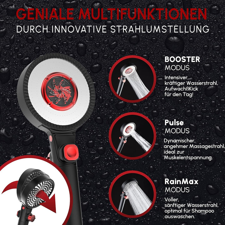 senstil® Double-Face Max Duschkopf mit Duschschlauch 1.6m | bis zu 60% wassersparende Handbrause | 3