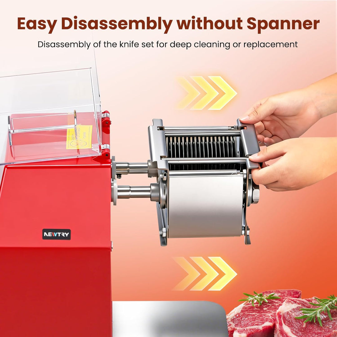 NEWTRY 850W Kommerzielle Fleischschneidemaschine zum Schneiden, Zerteilen und Würfeln von knochenlos