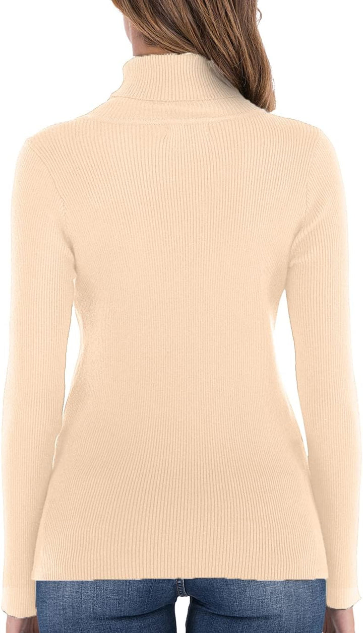 Enjoyoself Damen Rollkragenpullover Langarm Rippen Feinstrick Rolli mit Stehkragen Warm Stretch Swea