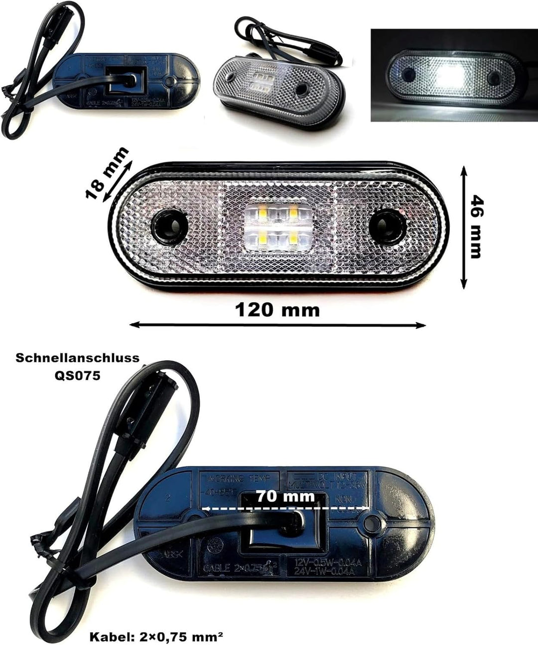 Anhängerbeleuchtung SET LED Rückleuchten 12V 24V 7 m 13 polig Kabel für Anhänger