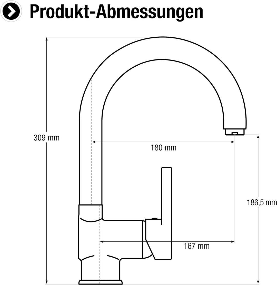 Cornat Spültisch-Einhebelarmatur "Skagen" - Hochwertiger Messingkörper - verchromt - Hoher & schwenk