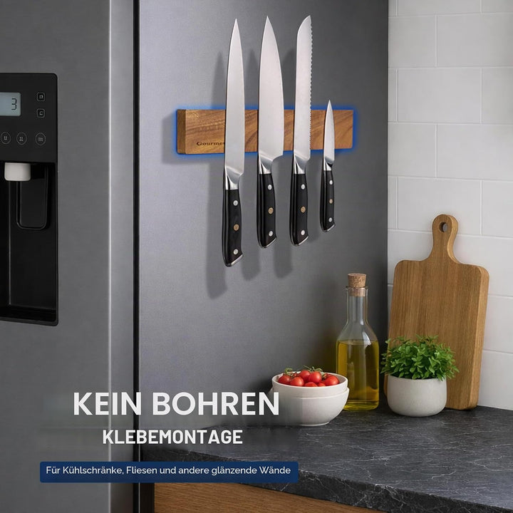 Gourmetop Magnetischer Messerhalter für die Wand 30 cm, magnetischer Messerstreifen ohne Bohren, Mes