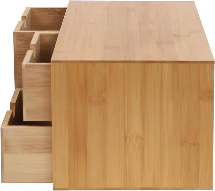 Schreibtisch-Organizer aus Bambus mit Schubladen, Schubladenbox Bambus, Mini Kommode, Holz Organizer
