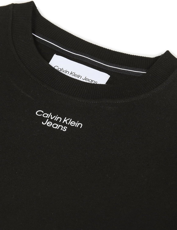 Calvin Klein Jeans Herren Stacked Logo Rundhalsausschnitt Schweres Strickmaterial XXL Schwarz (Ck Bl