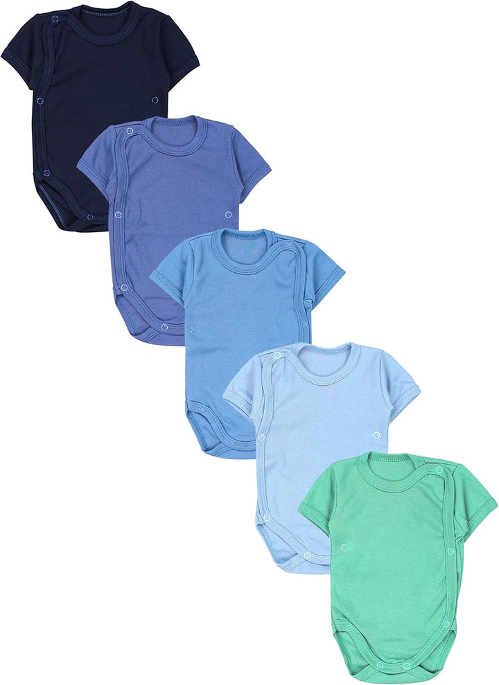 TupTam Baby Body Kurzarm Jungen – Wickelbody Kurzarm aus Baumwolle im 5er Set – OEKO-TEX Zertifizier