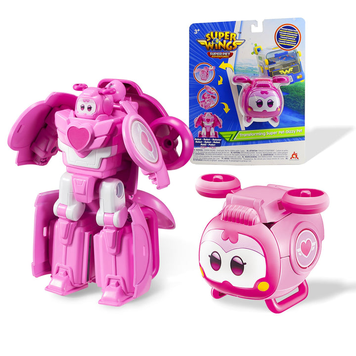 Super Wings Transformations Supercharged Dizzy Pet, ca. 6 cm grosse Spiel-Figur für Kinder, Spielzeu