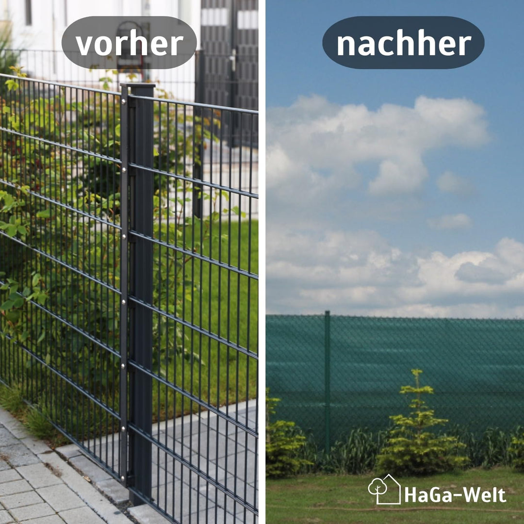HaGa® Zaunblende 0,9m x 10m - 85% Schattierwirkung in grün - effektiver Sichtschutz für Zaun und Ter