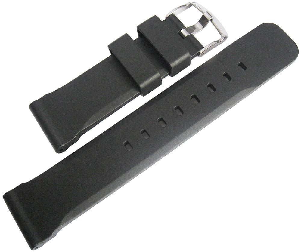 Bonetto Cinturini 317 Uhrenarmband, Gummi, 24 mm, Schwarz
