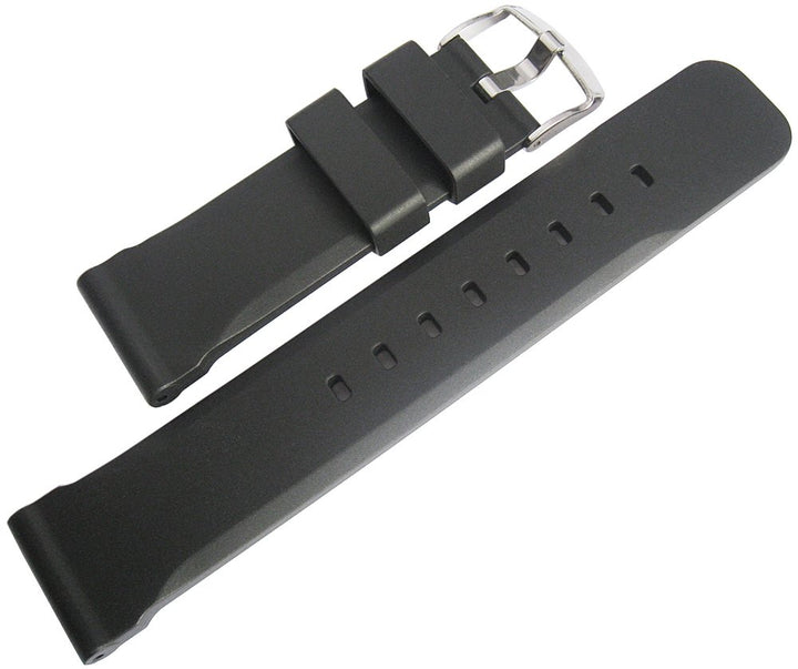 Bonetto Cinturini 317 Uhrenarmband, Gummi, 24 mm, Schwarz
