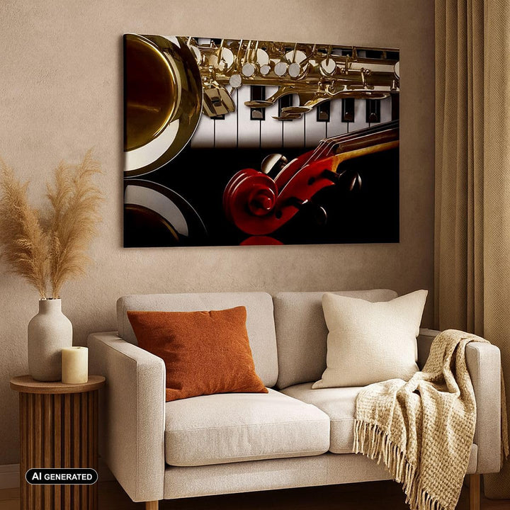 Bilder auf Leinwand 100x70cm Leinwandbild Klaviertasten Musik Instrumente Gross Wanddeko Bild Schlaf