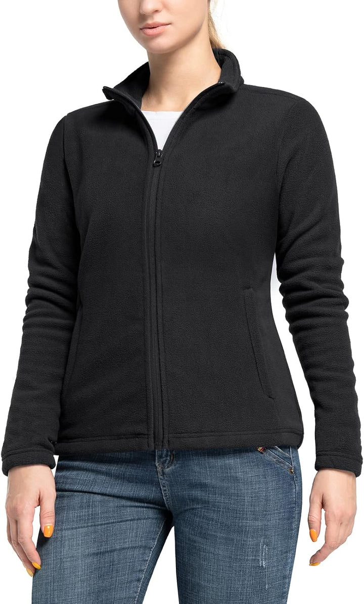 33,000ft Damen Fleecejacke mit Durchgehendem Reissverschluss Stehkragen Damen Leichte Fleece Jacke A