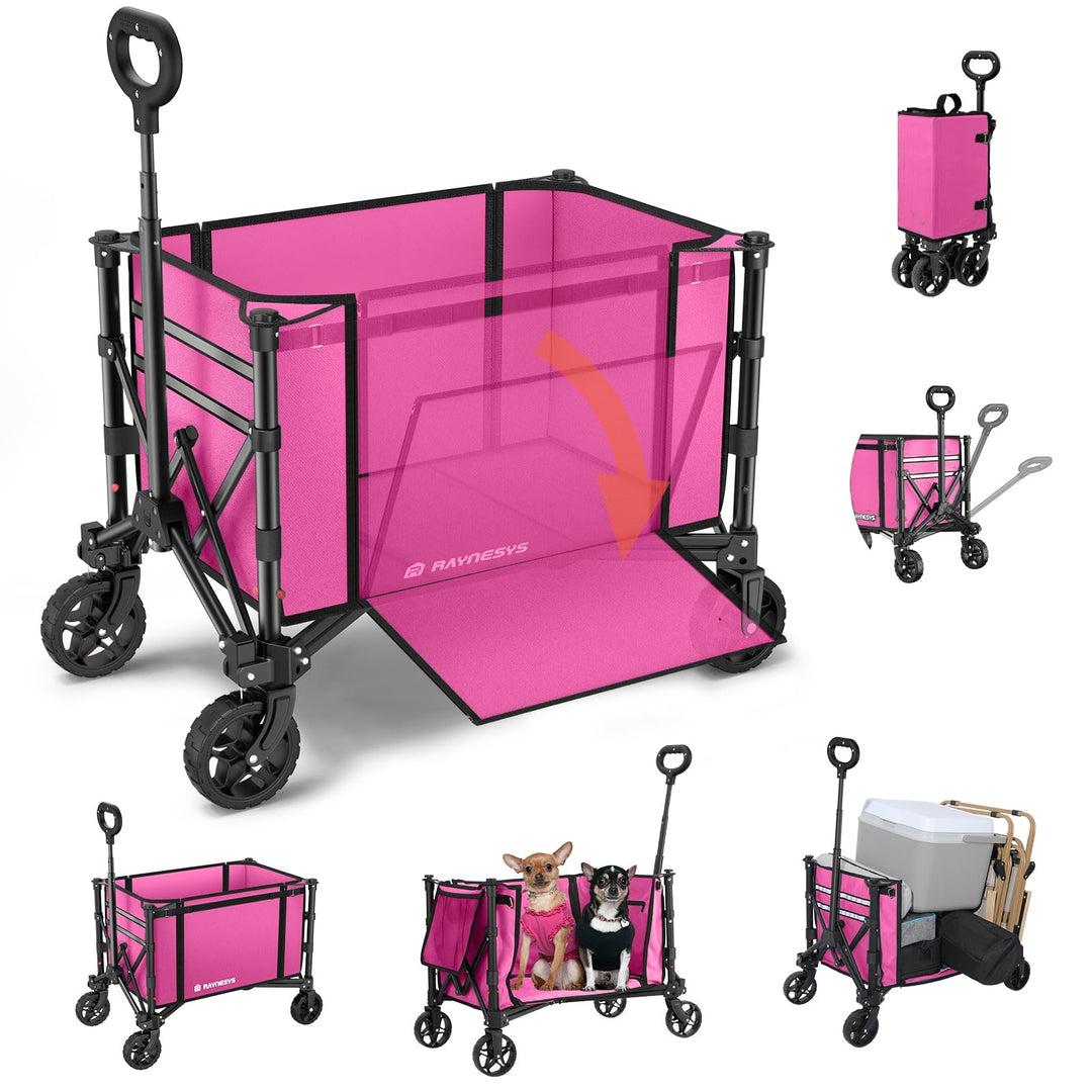 3 in 1 Bollerwagen Faltbar 120L, Klappbar Handwagen mit Rädern, 220lbs Transportwagen Faltbar, Umbau