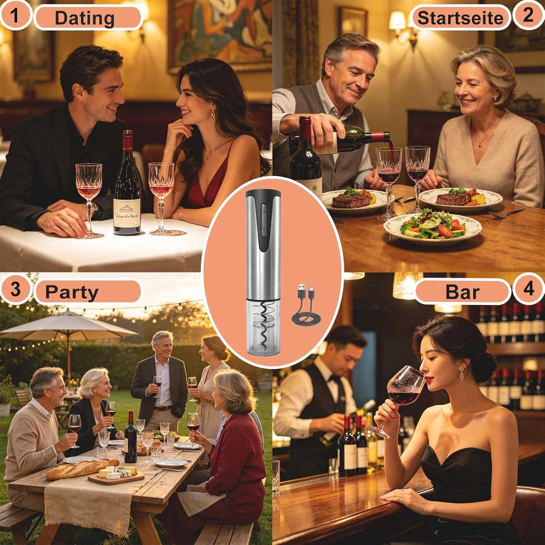 Elektrisches Weinflaschenöffner-Set Wiederaufladbares 5-in-1 Elektrischer Weinöffner Geschenkset, mi