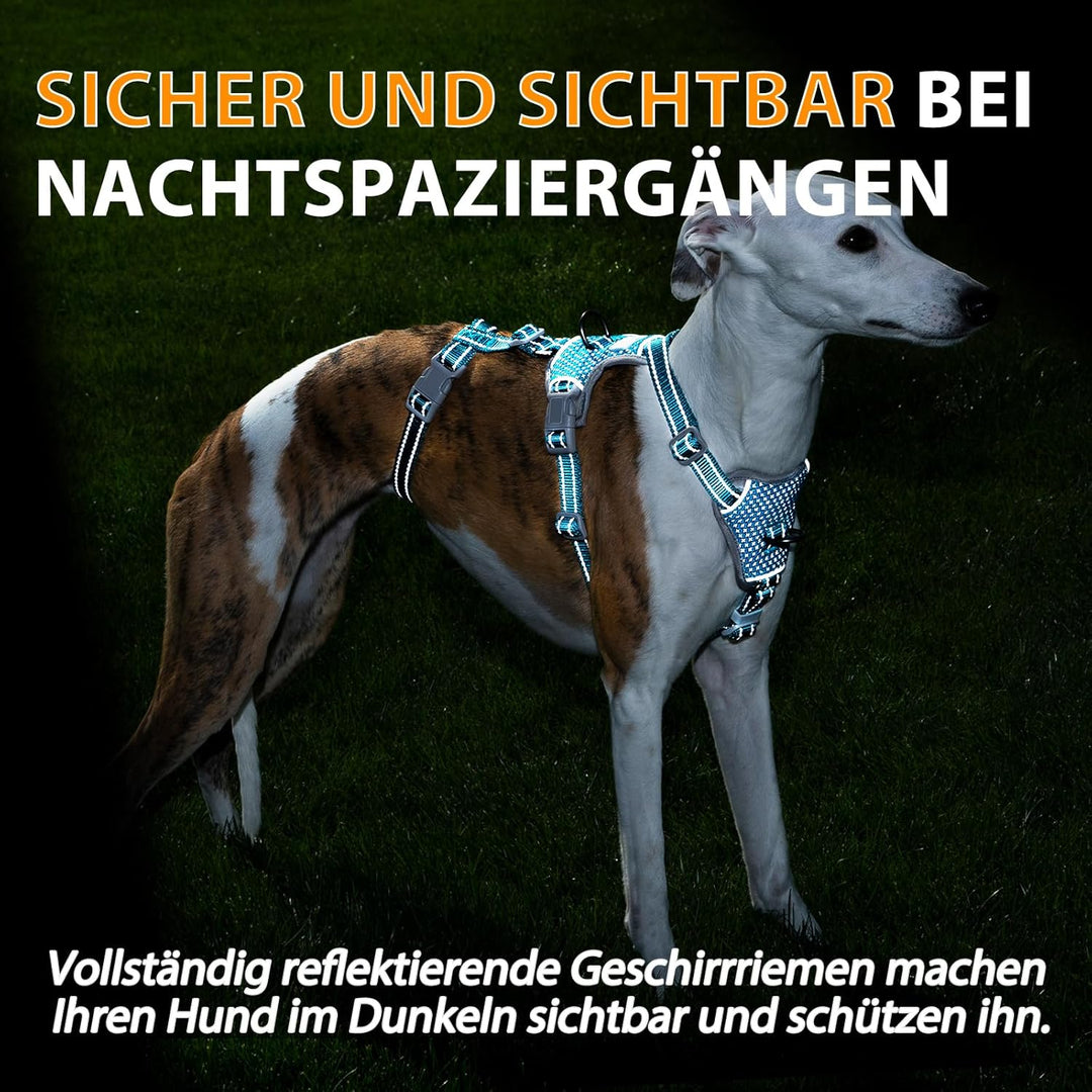 Huntboo Sicherheitsgeschirr Hund Ausbruchsicher, Panikgeschirr für Hunde, Anti Zug Hundegeschirr, Re