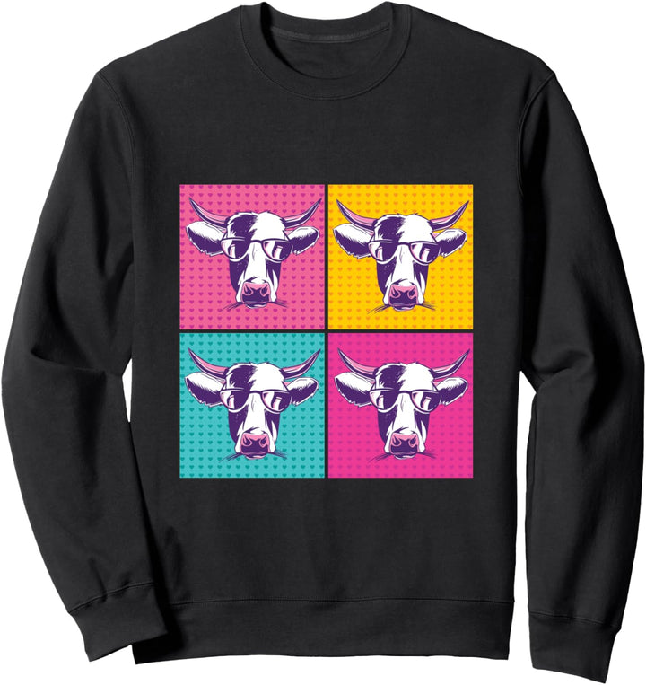 Kuh Kühe Sonnenbrille Pop Art Landwirt Cowboy Cowgirl Sweatshirt