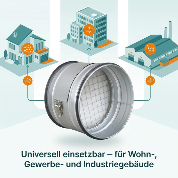 Easy Act Grobstaubfilter rund Ø 125 mm für Zuluft, Rohrfilter aus verzinktem Stahl zur Grobpartikel-