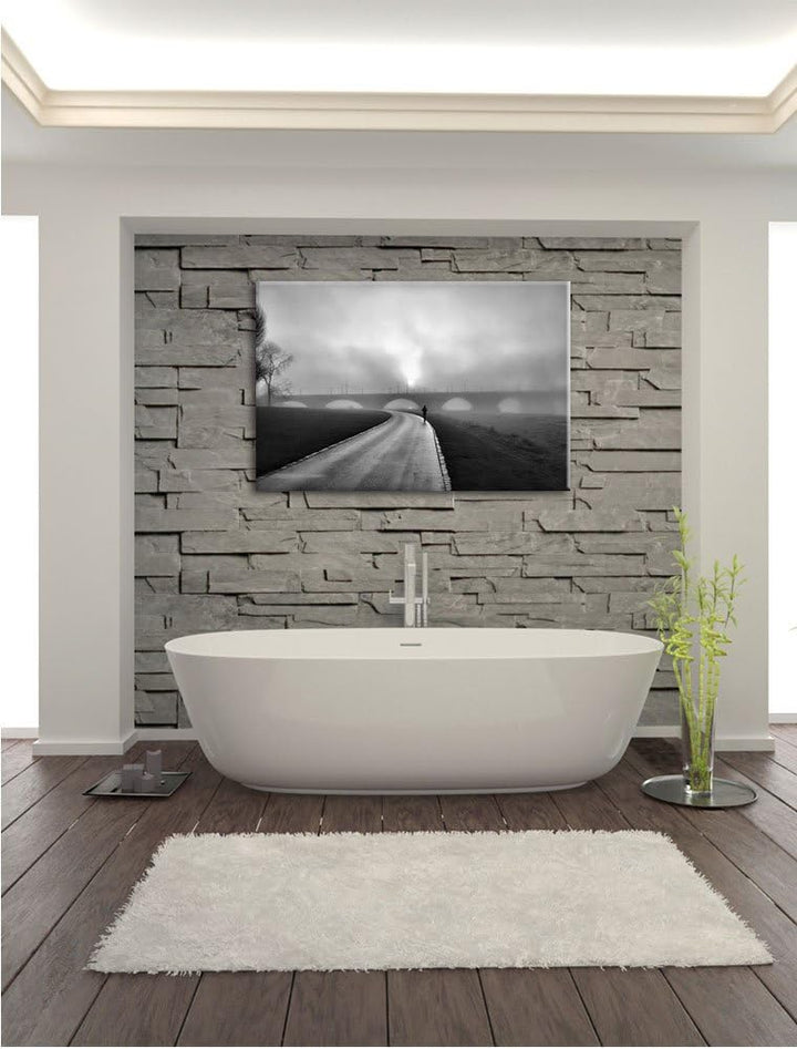 Pixxprint Laufen im Morgengrauen / 100x70cm Leinwandbild bespannt auf Holzrahmen/Wandbild Kunstdruck