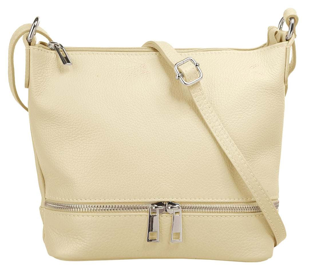 Cluty Umhängetasche echt Leder Damen - 020960 Beige, Beige