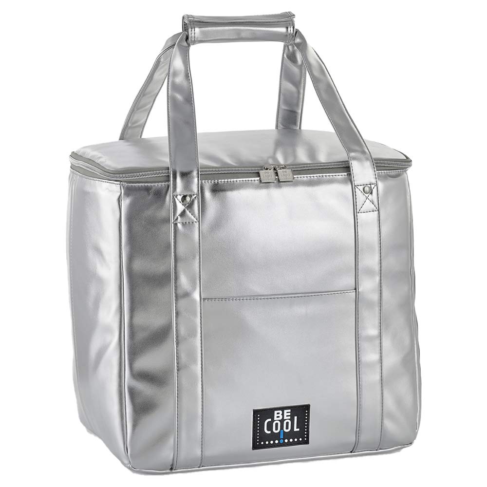 Be Cool Sehr grosse City Kühltasche in Silber XL Silber 37 x 26 x 36cm, 36 L Volumen mit Breiten Tra