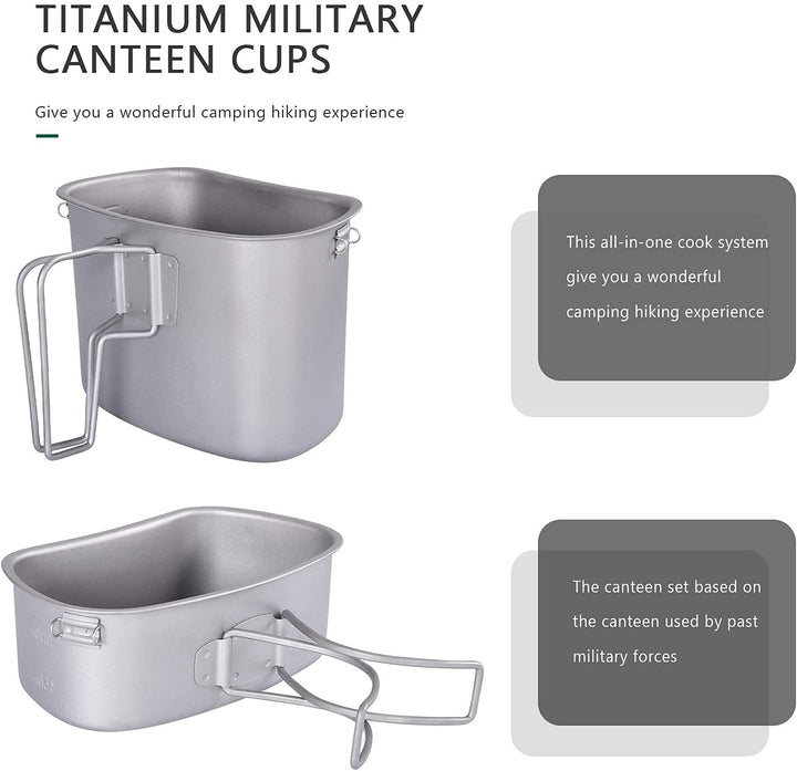 iBasingo Titan Feldflasche Camping Kochgeschirr Becher Militär Wasserflasche Outdoor Kantine Tassen