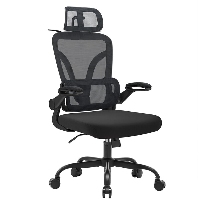 Ergonomischer Bürostuhl – Verstellbare Kopfstütze, Armlehnen &amp; Lordosenstütze, 360°-Drehfunktion, 15