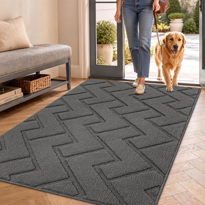 Fussmatte Schmutzfangmatte 90x150cm Innen und Aussen, Waschbar Fussmatte, Wasserdicht Türmatte, Ruts
