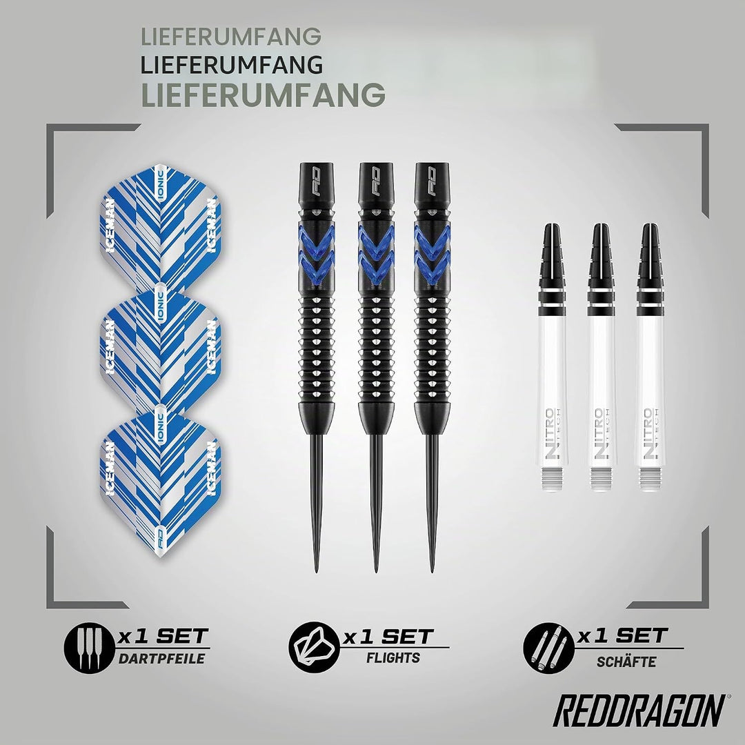 RED DRAGON Gerwyn Price Blue Ice SE - Tungsten Professional Darts Set with Flights and Nitrotech Sha