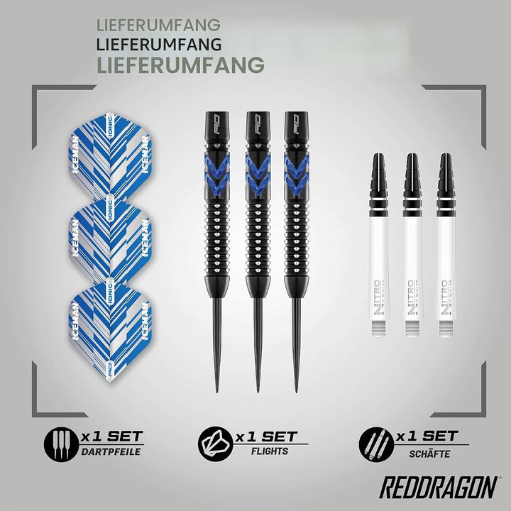 RED DRAGON Gerwyn Price Blue Ice SE - Tungsten Professional Darts Set with Flights and Nitrotech Sha