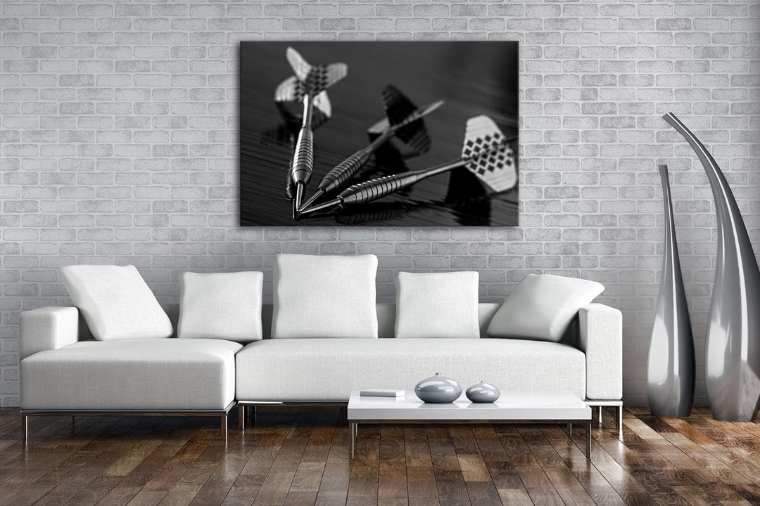 deyoli edle Dartpfeile Effekt: Schwarz/Weiss im Format: 60x40 als Leinwandbild, Motiv fertig gerahmt