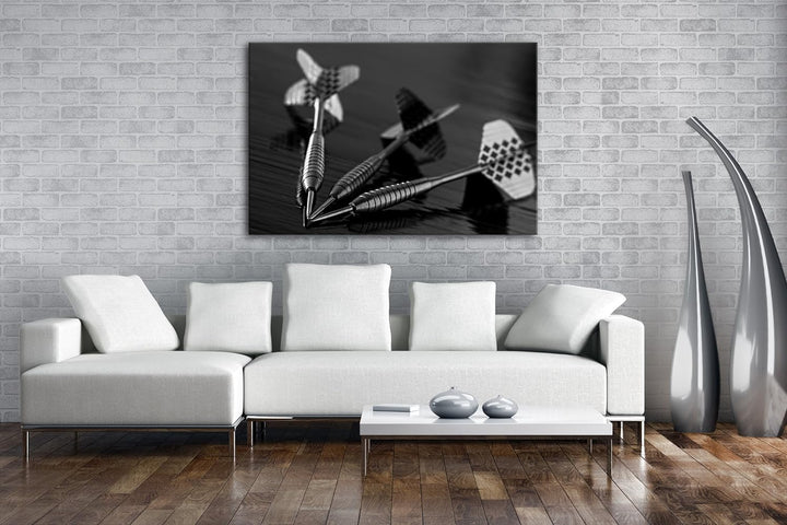 deyoli edle Dartpfeile Effekt: Schwarz/Weiss im Format: 60x40 als Leinwandbild, Motiv fertig gerahmt