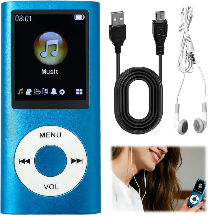 MP3/MP4-Player Musikplayer Unterstützt Bis zu 64 GB TF-Karte Tragbar HiFi-Musikplayer mit Kopfhörer